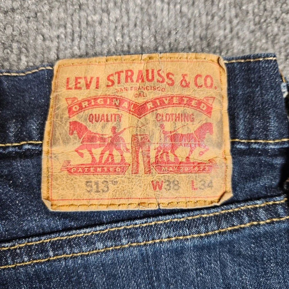 Levi's 513 Jeans Men's 38x34(32) Slim Straight Dark Wash Stretch Denim Casual
